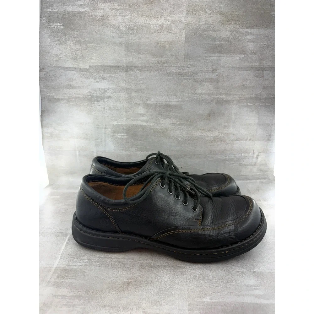 Born Men Black Leather Moc Toe Oxford Lace Up Shoes Sz 11.5 US 45.5 EU